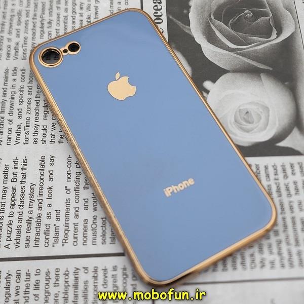 قاب گوشی iPhone 7 - iPhone 8 - iPhone SE 2020 آیفون طرح ژله ای مای کیس گلد لاین دور طلایی محافظ لنز دار آبی سیرا کد 276